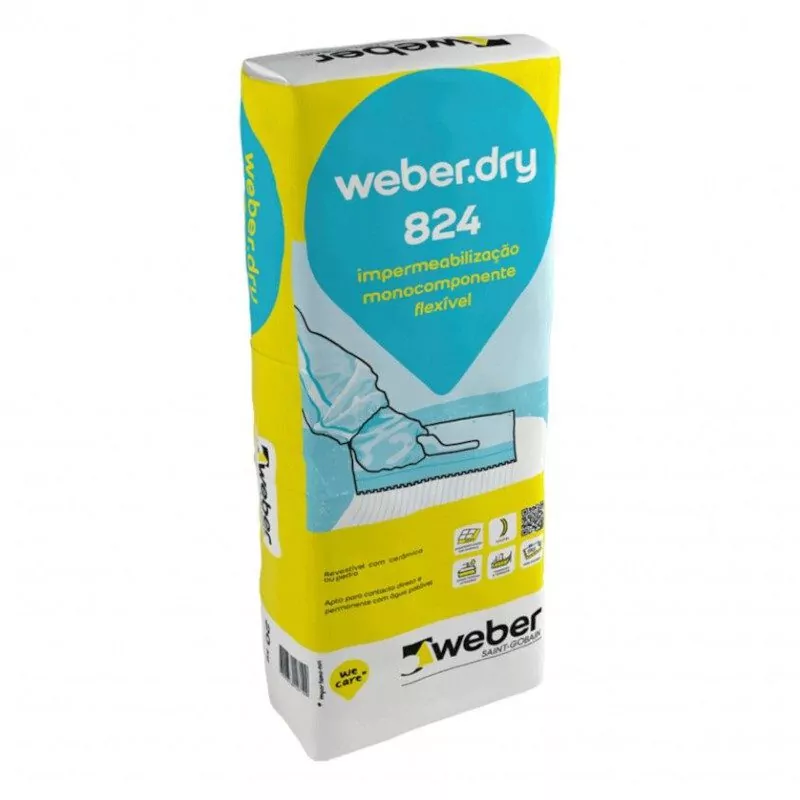 WEBER DRY 824 COMPONENTE FLEXIVEL DE IMPERMEABILIZAÇAO 20KG - Image 2