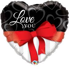 Balão Coração Love You c/ laço
