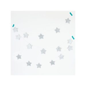 Grinalda Glitter Estrelas Prata