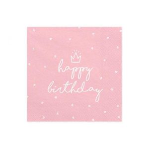 Guardanapos Happy Birthday Coroa Rosa