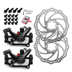 Kit Freio A Disco PrimeTech Mecânico Disco Pinças Rotor Veloforce